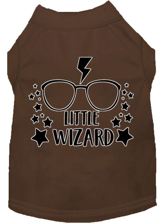 Little Wizard Screen Print Dog Shirt Brown Med